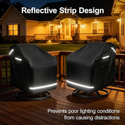 2 Pack Patio Chair Covers, Outdoor Furniture Protection with Straps, Heavy Duty Waterproof Fabric, UV Resistant, Lawn Patio Furniture Covers with Reflective Strips, 37" W x 38" D x 39" H