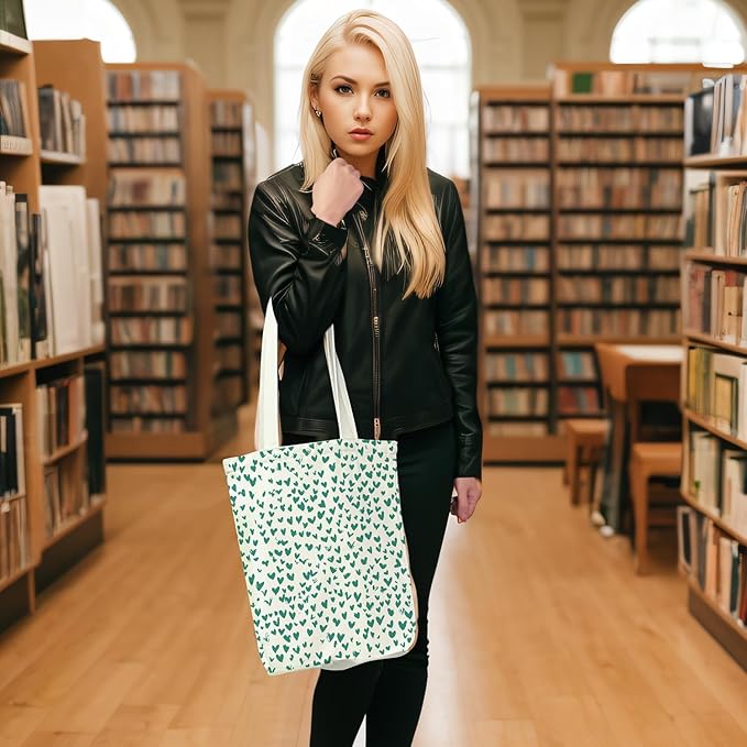 itgowisa Canvas Tote Bag for Women, Tote Bag with Zipper Inner Pocket, Zippered Canvas Bag for Shopping Work Grocery Everyday