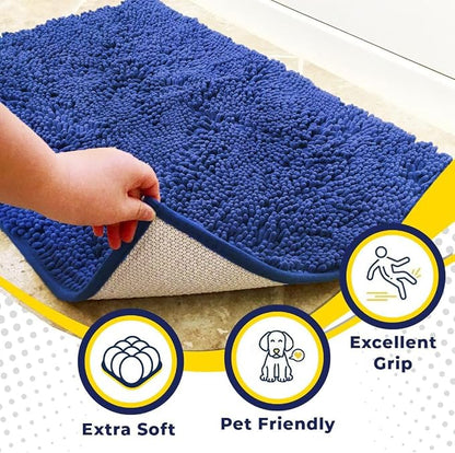 Muddy Mat® | Super Water Absorbent Door Mat Indoor, Microfiber Quick Dry Chenille Entryway Rug, Slip Resistant Front Door Mat, Indoor Mats for Entryway, Machine Washable Pet Rug, Periwinkle 20" x 30"