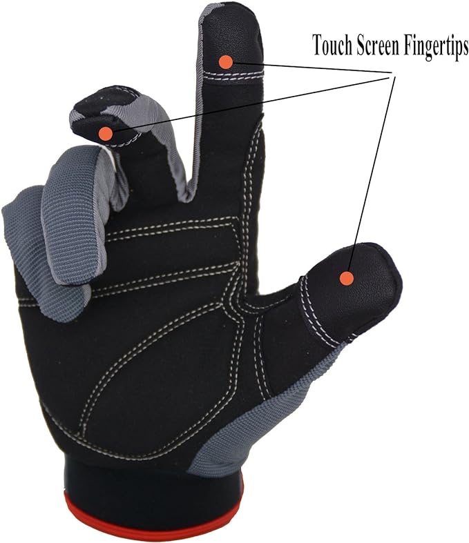 HANDLANDY Work Gloves for Men & Women, Utility Mechanic Working Gloves Touch Screen, Flexible Gardening Gloves for Yard