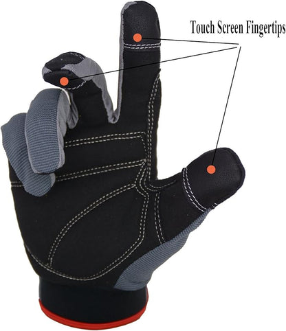 HANDLANDY Work Gloves for Men & Women, Utility Mechanic Working Gloves Touch Screen, Flexible Gardening Gloves for Yard