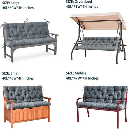 Swing Replacement Seat Cushions, 2-3 Seater Bench Cushions for Outdoor Furnitur with Backrest, Garden Recliner Seat Cushions Waterproof Sofa Pads (Light Gray, 71x40in)