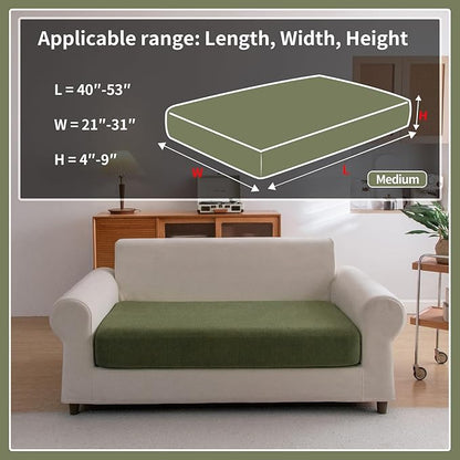 OHSIO Sectional Couch Covers, Wear Resistant Stretch Sofa Covers Washable Soft Couch Cushion Covers Anti Slip Furniture Protector Sofa Slipcovers for Pets (1 Piece Loveseat Cover, Green)
