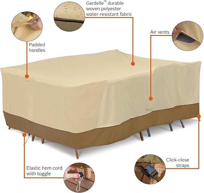 Classic Accessories Veranda Water-Resistant 140 Inch Conversation Set/General Purpose Patio Furniture Cover, Patio Furniture Covers