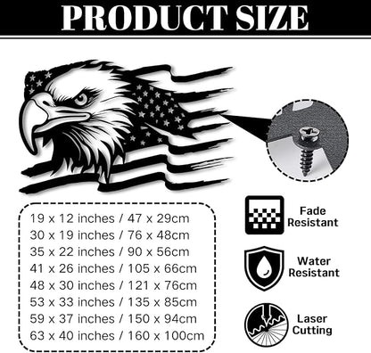 American Eagle Metal Wall Art - US Large Eagle Wall Sign - Patriotic Independence Day Gift, 41x26inches / 105x66cm, Style 1