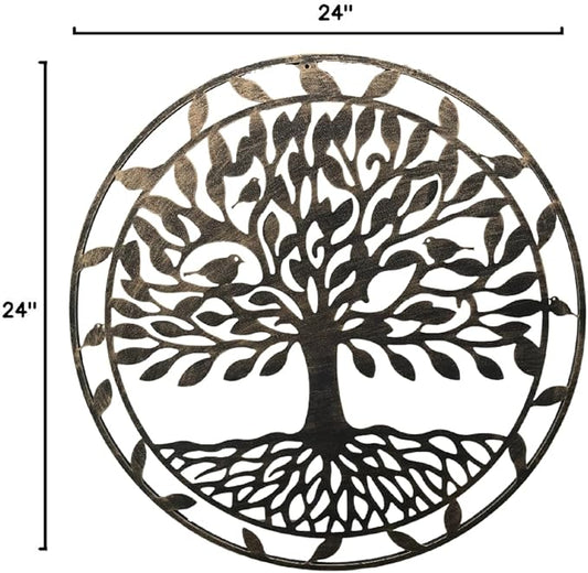 Leutsbyone Decorative Metal Tree of Life Wall Art, Nature-Inspired Indoor Outdoor Decoration,24 inches,Copper