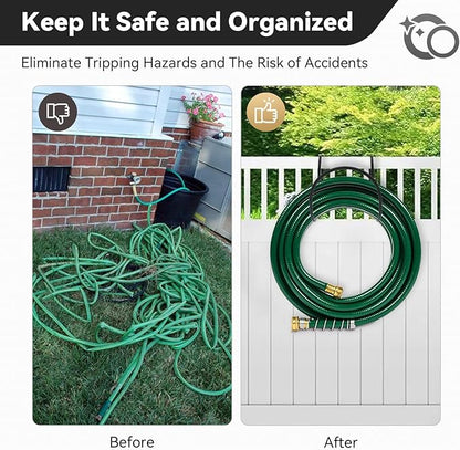 Heavy-Duty Wall Mount Hose Holder for Outdoor & Garden Use (Matte Black) - Organizes 50-150 ft Expandable, Pocket, Magic Hoses, Reels, or RV Hoses