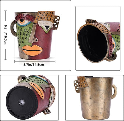 Colorful Face Planters Pots Head with Drainage Resin Large Decorative Plant Pots, Unique Planters for Indoor Plants and Outdoor Patio Flower Pot Funny Garden Succulents Pot