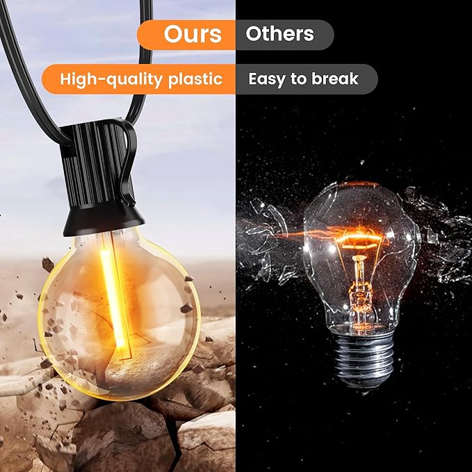 OHLUX 60FT Solar Globe String Lights Outdoor, Shatterproof Solar Patio Lights with Remote, 27 Dimmable G40 LED Filament Bulbs, 2200K Soft Warm White Edison Hanging Light for Outside Backyard Deck