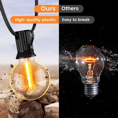 OHLUX 60FT Solar Globe String Lights Outdoor, Shatterproof Solar Patio Lights with Remote, 27 Dimmable G40 LED Filament Bulbs, 2200K Soft Warm White Edison Hanging Light for Outside Backyard Deck