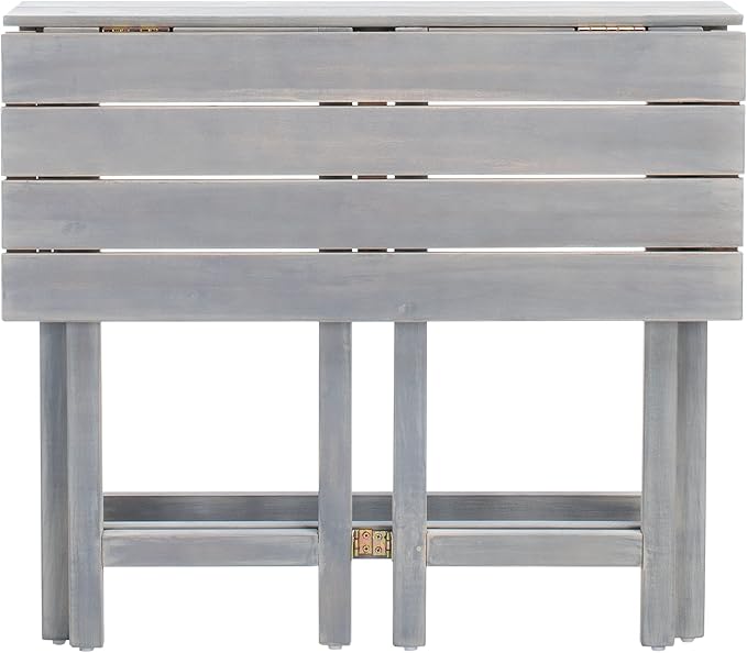 SAFAVIEH PAT6754A Collection Wilton Teak and Navy Balcony Corner Lounge Outdoor Set