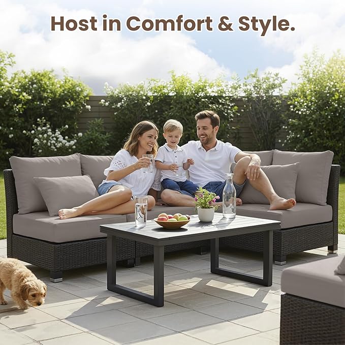 Outdoor Chair Cushions, 6 Inch Thick Patio Seat & Back Cushions Set with Removable Cover, Waterproof Patio Cushions for Outdoor Furniture, 22 x 24 Inch, Gray 4-Set