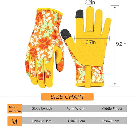 Leather Gardening Gloves for Women Thorn Proof Garden Gloves Touch Screen Working Gloves Gifts,M