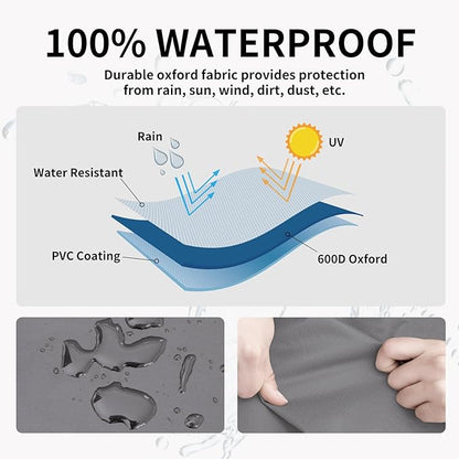 Easy-Going Heavy Duty Outdoor Stackable Chair Cover, Waterproof Patio Chair Cover, Windproof Outdoor Furniture Cover with Air Vent (2 Pack-28Wx36Dx47H inch, Gray/Dark Gray)