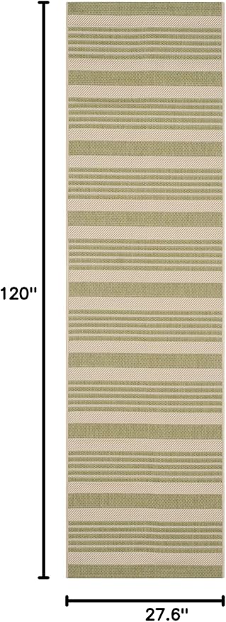SAFAVIEH Washable Rug Outdoor Courtyard Collection - 2'3" x 10' Runner, Beige & Sweet Pea, Non-Shedding & Easy Cleaning, Ideal for Patio, Entryway, Mudroom, Hallway, Kitchen (CY6062-218)
