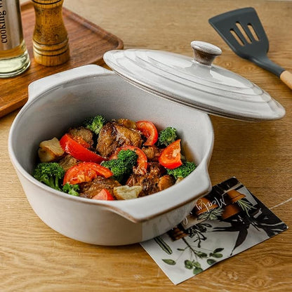 KOOV Ceramic Casserole Dish with Lid Oven Safe, 2 Quart Casserole Dishes, Covered Round Casseroles Dishes Set, 9 inch Baking dish With Lid for Dinner, Deep Casseroles Cookware Set, Reactive Glaze
