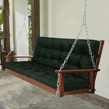 Swing Replacement Seat Cushions, 2-3 Seater Bench Cushions for Outdoor Furnitur with Backrest, Garden Recliner Seat Cushions Waterproof Sofa Pads (Dark Green, 70.8x40in)