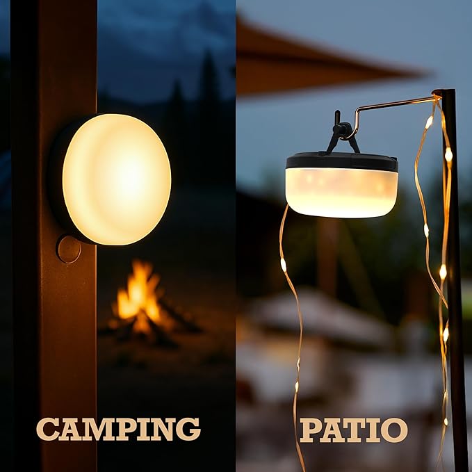 Bell+Howell 32 Ft Retractable Camping String Lights with Flash Light & Hanging Hook, LED Color Changing for Backyard, Holidays, Portable String Lights Outdoor Waterproof IP65, USB-C Cable Included
