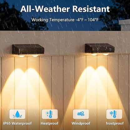 VOLISUN Solar Fence Lights Outdoor 12 Pack, 10 Colors ＆ Color Changing Fence Lights Solar Powered, Fast Charging, IP65 Waterproof LED Solar Lights for Fence, Backyard, Garden, Railing, Deck, Patio