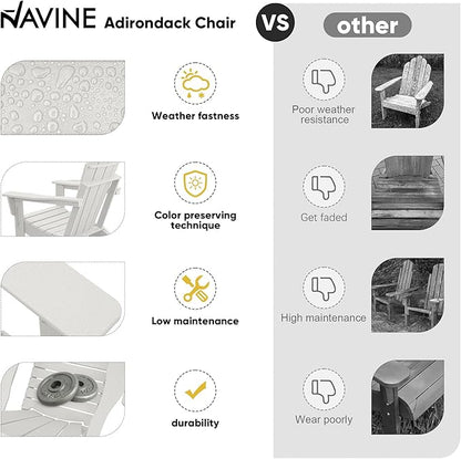 Adirondack Chair Set of 4, HDPE Folding Adirondack Chair with Multifunctional Cup Holder, Weather Resistant Fire Pit Chair for porches, patios, poolsides, Decks.