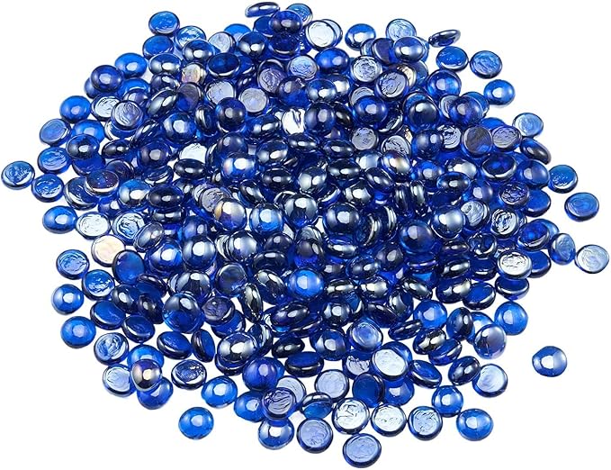 VEVOR Fire Glass, 10LBS/4.5KG High-Temperature Resistant Fireplace Rocks, 3/4-Inch / 19.05 mm Reflective & Smokeless Firepit Glass Beads, High Luster Stone Landscaping for Fire Pit Table, Cobalt Blue