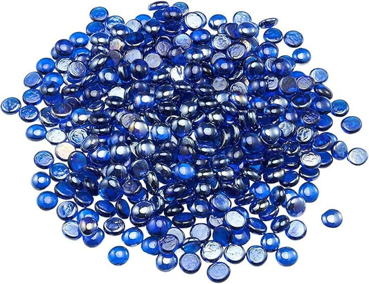 VEVOR Fire Glass, 10LBS/4.5KG High-Temperature Resistant Fireplace Rocks, 3/4-Inch / 19.05 mm Reflective & Smokeless Firepit Glass Beads, High Luster Stone Landscaping for Fire Pit Table, Cobalt Blue