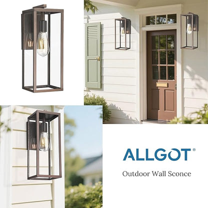 ALLGOT Outdoor Wall Sconce, Outside Porch Light, Anti-Rust Outdoor Wall Lantern Lamp, Exterior Lighting Fixture for Front Porch Corridor Doorway Patio (Oil-Rubbed Bronze, 16 Inch Height)
