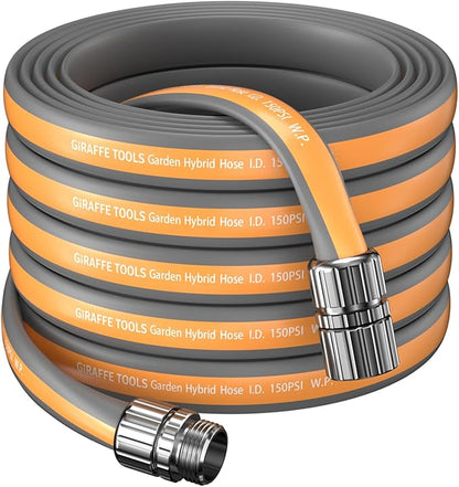 Giraffe Tools 75FT Garden Hose, 5/8" Lightweight Lay Flat Water Hose, No-Kink, Flexible Gardening Hose with Male to Female Aluminum Fitting, Customizable-Length Hose Pipe for Yard