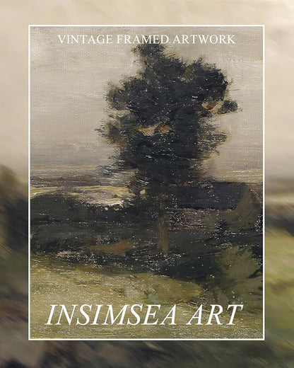 InSimSea Extra Large Framed Vintage Wall Art, Living Room Country Farmhouse Decor, Wilderness Landscape Paintings, Canvas Prints, Retro Scenery Long Picture for Bedroom Above of Bed,12x36inch