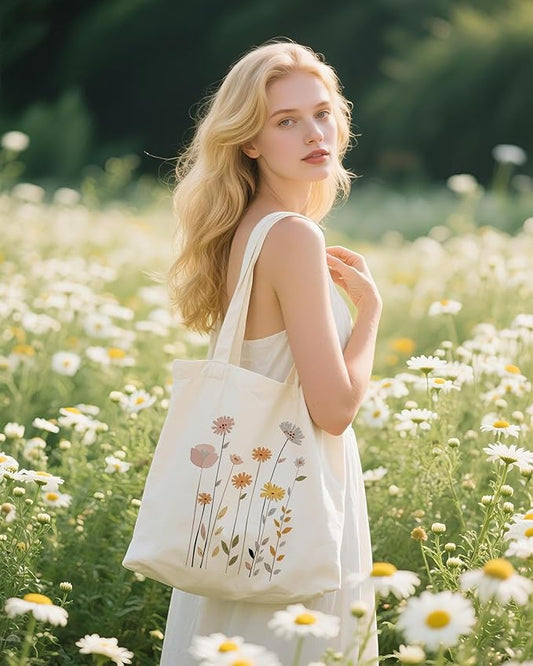 Canvas Tote Bag with Aesthetic Prints, Cute Tote Bag for Women Girls with Wide Strap, Gifts for Cat Book Lovers