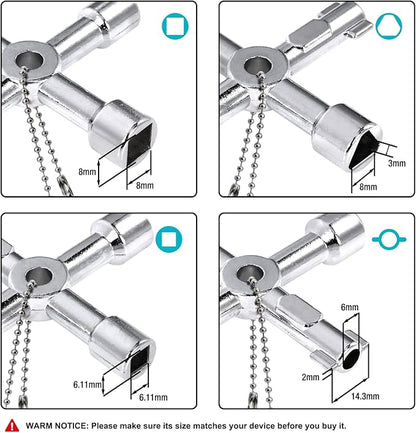 DURATECH 4 Way Sillcock Key Set, Utility Key, Multi-functional Water Key, 2-Pack, for Valve, Faucet, and Spigots
