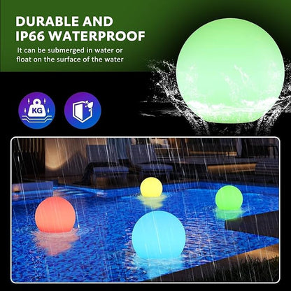UIRWAY LED Ball Light, 12-Inch Rechargeable RGB Pool Globe, Remote-Controlled Floating Light with 16 Colors & Mood Settings for Pool, Party, Pond