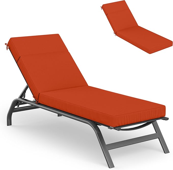 Chaise Lounge Cushions Outdoor, 80" L X 26" W X 4" D Lounge Chair Cushions for Outdoor Furniture, High-Density Foam Outdoor Chaise Cushion-Waterproof Fade-Resistant ThickPatio lounge chair cushion