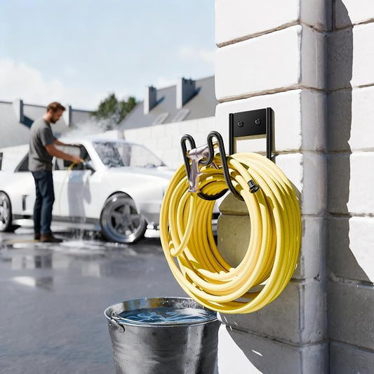 niffgaff Garden Hose Holder Wall Mount - Water Hose Hanger Heavy Duty Hose Rack for Extension Cords Vacuum Hose (2 Pack)