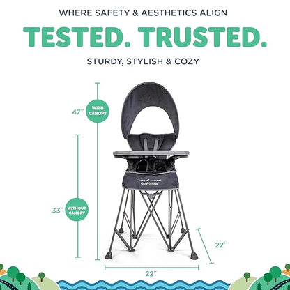 Baby Delight Go with Me Uplift Deluxe Portable High Chair | Sun Canopy | Indoor and Outdoor | Grey