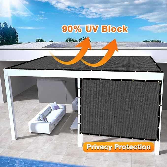 Artpuch Outdoor Pergola Shade Cover 7x18 FT Sun Shade Cloth with Grommets Dark Grey 90% UV Protection Canopy Patio Privacy Screen (Customized Available)