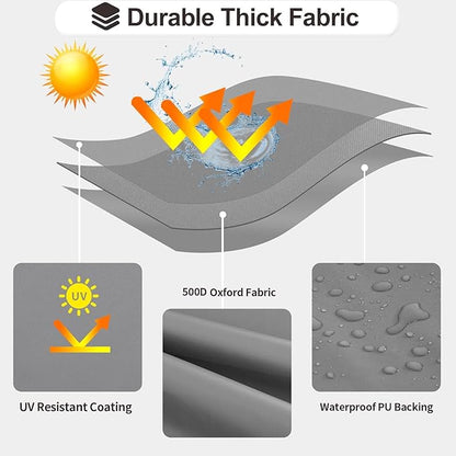 PureFit Outdoor Chaise Lounge Cover, Lounge Chair Covers Waterproof Patio Furniture Lounge Chair Cover, UV Resistant & Weatherproof, 2 Pack, 84" L x 32" W x 32" H Inches, Gray