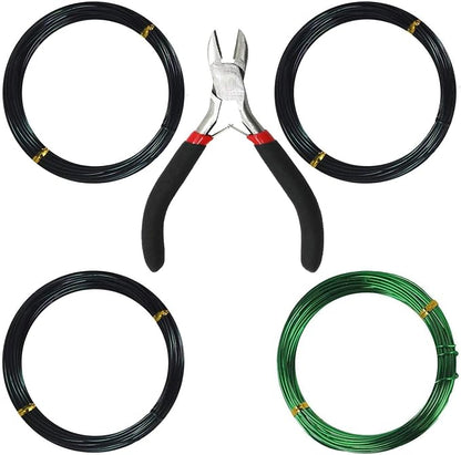 Kebinfen® Bonsai Training Wire Bonsai Wire kit for Bonsai Tree, with Bonsai Wire Cutter - Bonsai Wires Size 1.0 mm/ 1.5 mm/ 2.0 mm (128 Feet Total), Anti-Corrosion and Rust Resistant