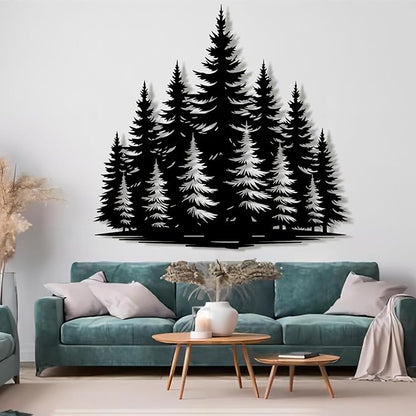 lunwall Metal Pine Tree Wall Art, Metal Forest Wall Art, Pine Branch Wall Decor, Christmas Tree Wall Decor, Forest Wall Hanging, Nature Lover Gift (Style 9, 39" W x 38" H / 100 x 96 cm)