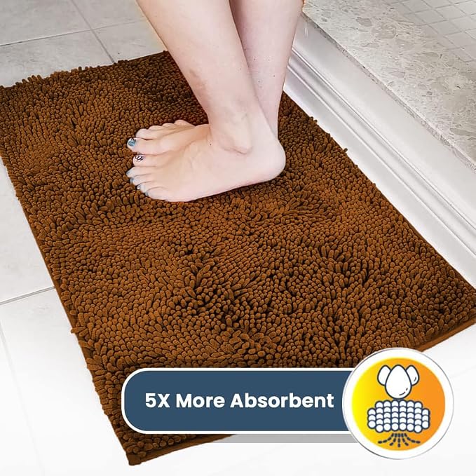 Muddy Mat® | Super Water Absorbent Door Mat Indoor, Microfiber Quick Dry Chenille Entryway Rug, Slip Resistant Front Door Mat, Indoor Mats for Entryway, Machine Washable Pet Rug, Amber 48" x 72"