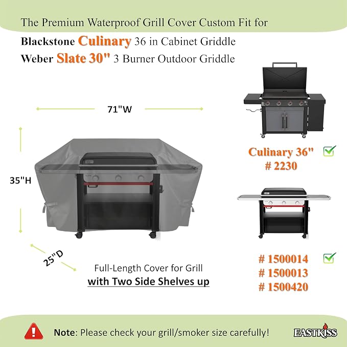 Grill Cover for Blackstone Culinary 36 in Cabinet Griddle,Weber Slate 30" 3-Burner Outdoor Griddle - Heavy Duty Waterproof Fade Resistant Grill Cover for Weber Slate 30 Accessories