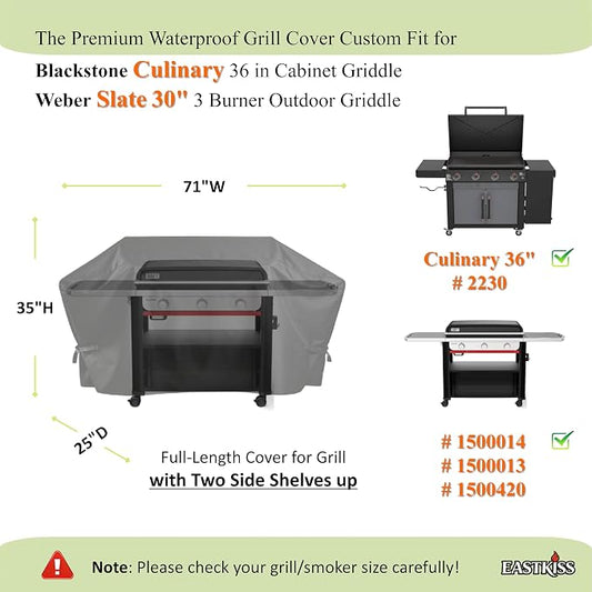 Grill Cover for Blackstone Culinary 36 in Cabinet Griddle,Weber Slate 30" 3-Burner Outdoor Griddle - Heavy Duty Waterproof Fade Resistant Grill Cover for Weber Slate 30 Accessories