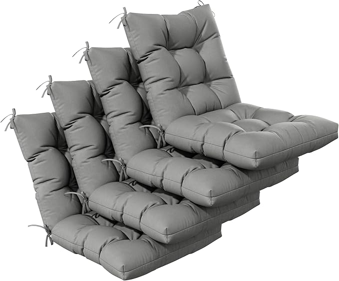 Patio Seat&Back Chair Cushions for Outdoor Furniture，Comfortable Cushions for Rocking/Dining/Lawn Chair-Set of 4