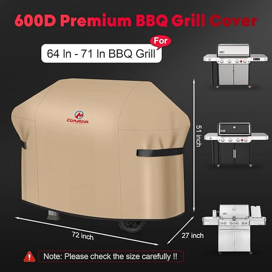 Comnova Grill Cover 72 Inch - 600D BBQ Cover for Outdoor Grill Waterproof and Heavy Duty, Large Barbecue Gas Grill Covers for Weber, Char-Broil, Nexgrill, Monument, Dyna-glo, Brinkmann and More