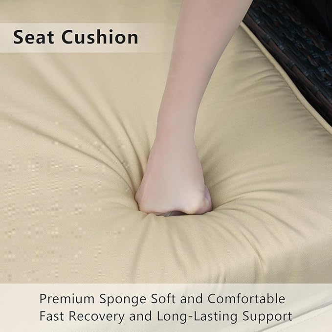 ATR ART TO REAL Outdoor Recliner Replacement Cushion, High Back Chair Cushions Patio Wicker Reclinning Chairs Seat Pad, Removable Cover, Waterproof, UV Resistant (Style B, Khaki)