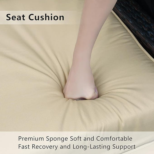 ATR ART TO REAL Outdoor Recliner Replacement Cushion, High Back Chair Cushions Patio Wicker Reclinning Chairs Seat Pad, Removable Cover, Waterproof, UV Resistant (Style B, Khaki)
