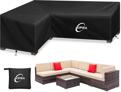 Kipiea Patio L-Shaped Furniture Sectional Sofa Covers, 420D Heavy-Duty Oxford Fabric Outdoor Sectional Cover with Windproof, Anti UV, No Tears, No Fading ( Left Facing 79"x98"L x 33.5"D x 31"H)