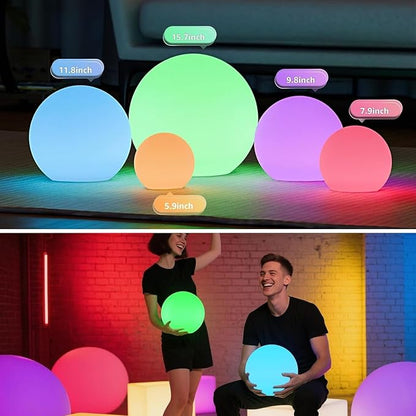 UIRWAY LED Ball Light, 12-Inch Rechargeable RGB Pool Globe, Remote-Controlled Floating Light with 16 Colors & Mood Settings for Pool, Party, Pond