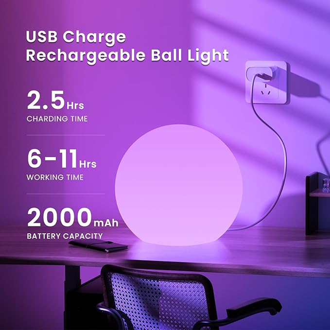 LOFTEK Floating Pool Light - 16-inch Large Ball Lamp with Remote - 3 Modes & 16 RGB Colorful - Waterproof & Rechargeable Globe Floor Lamp for Pool Party, Gaming Room, Garden, 1-Pack