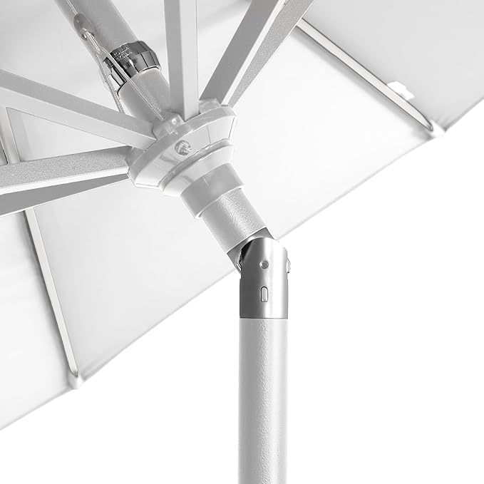 California Umbrella 5-Year-Non-Fading, 9Ft Premium Patio Umbrella, Hand-Crank, Button-Tilt, White Frame, Solution Dyed White Fabric